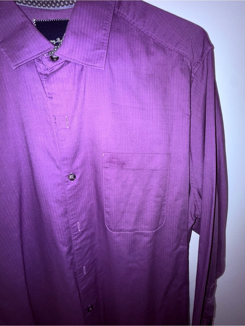 Tommy Bahama Men's Long-Sleeve Button-Up Shirt in Deep Purple - Picture 2 of 6